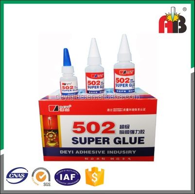 Solution d'adhérence instantanée Clair 502 Super Glue Adhésif certifié ISO SGS ROHS MSDS