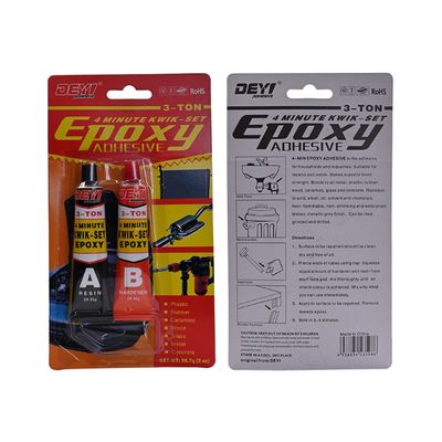 Colle époxy AB Quick-Set 4 minutes avec rapport de mélange 1:1 et résistance au cisaillement ≥16 MPa pour un collage solide