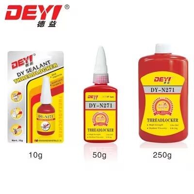 DEYI DY-N271 Threadlocker à haute résistance rouge - Adhésif anaérobie permanent pour le verrouillage et l'étanchéité des fixations métalliques