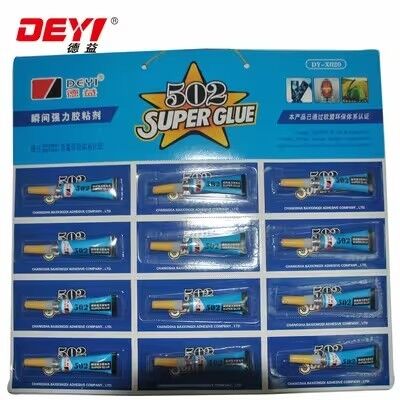 Résistance industrielle 502 Super colle (12 pcs x 3g) Adhésif à durcissement rapide pour différentes surfaces